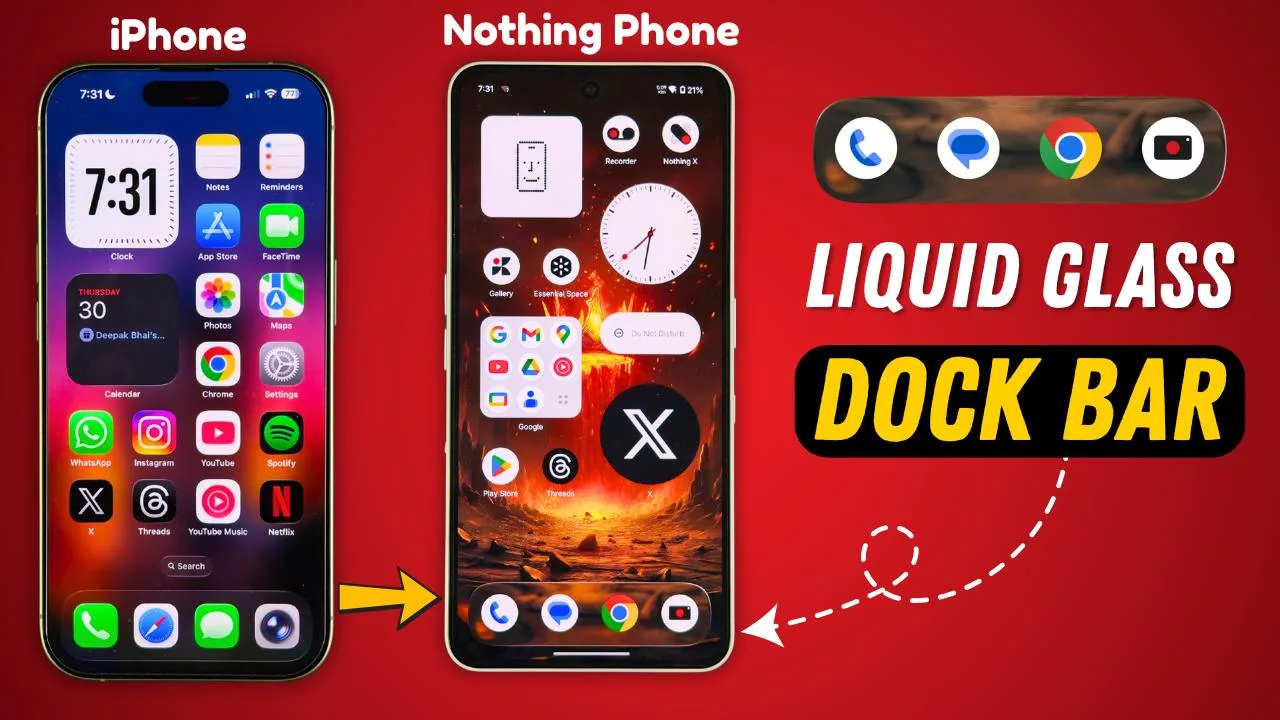 Liquid Glass Dock Bar in Nothing Phone
