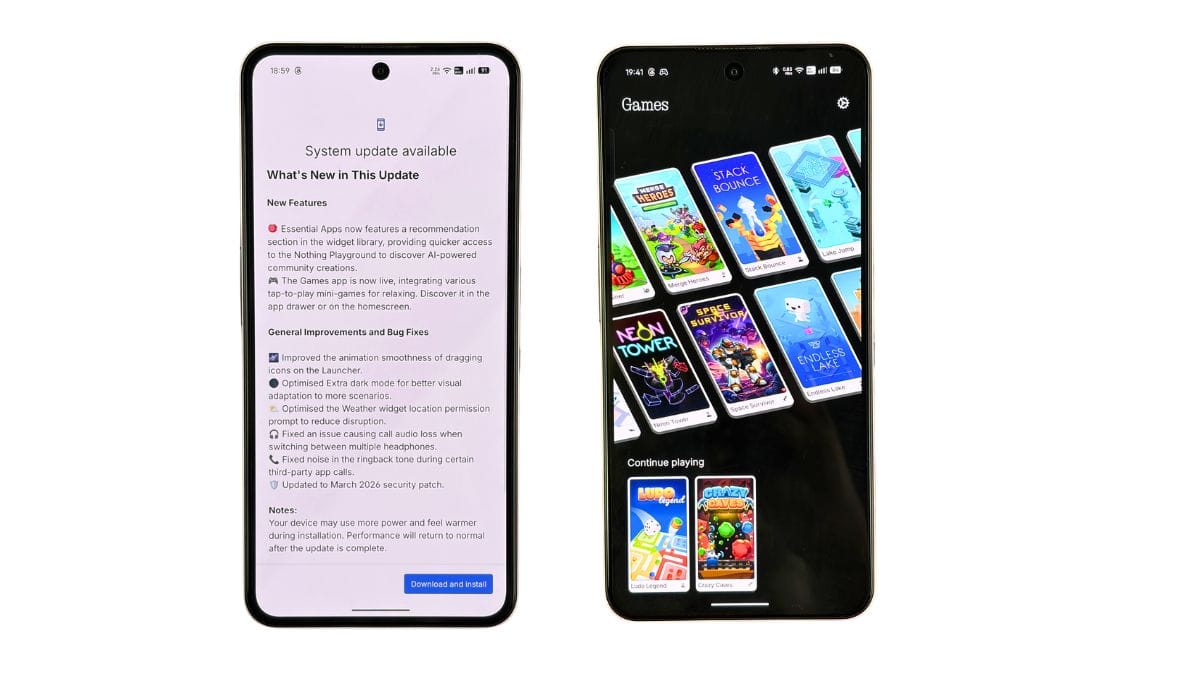 Nothing OS 4.0 March Update Games App Phone 3a Lite