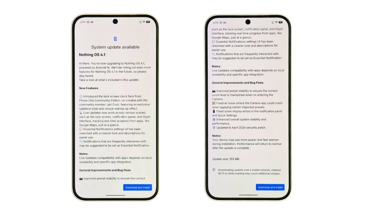 Nothing OS 4.1 April Update for 7 Nothing Phones