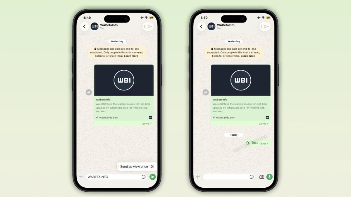 WhatsApp Text message view once