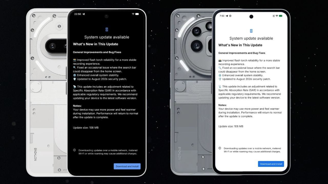 Nothing Phone 3a and Phone 3a Pro Nothing OS 4.1 August Update