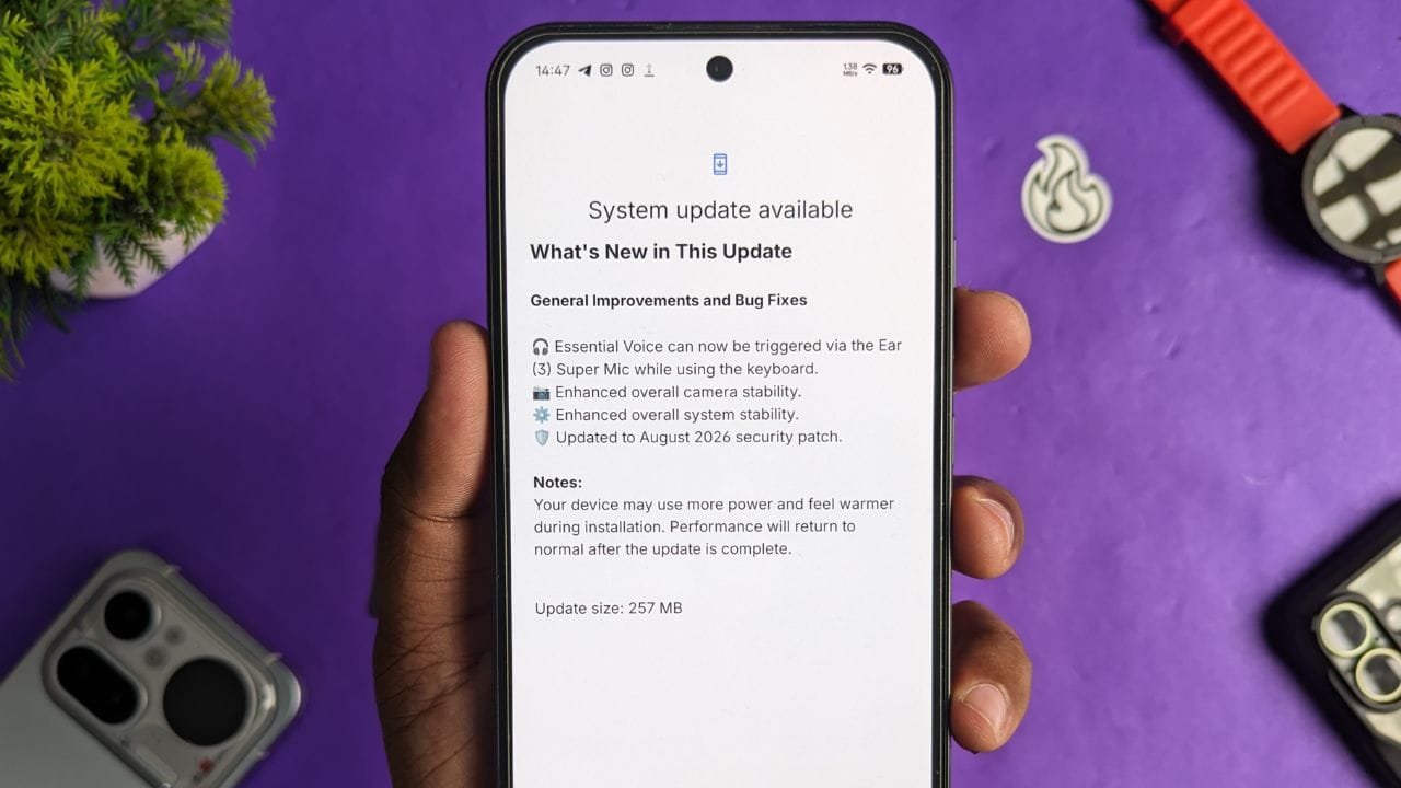 Nothing Phone 4a Nothing OS 4.1 August Update