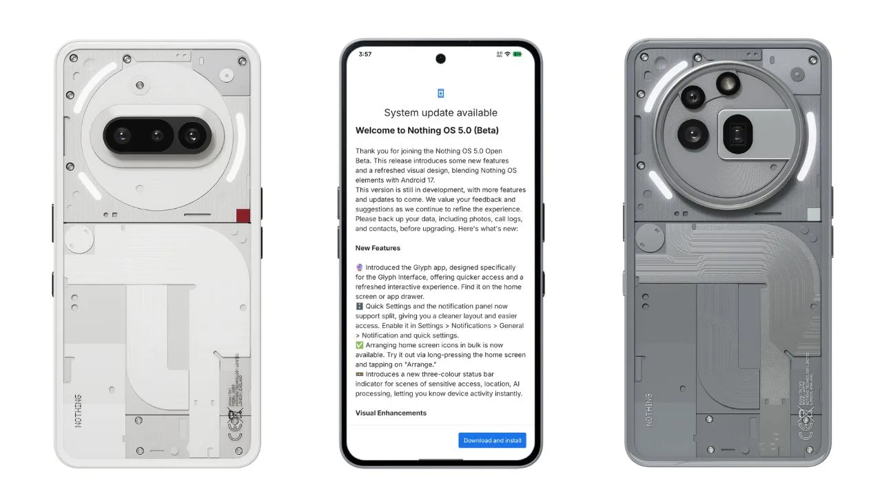Nothing Phone 3a and 3a Pro Nothing OS 5.0 Open Beta