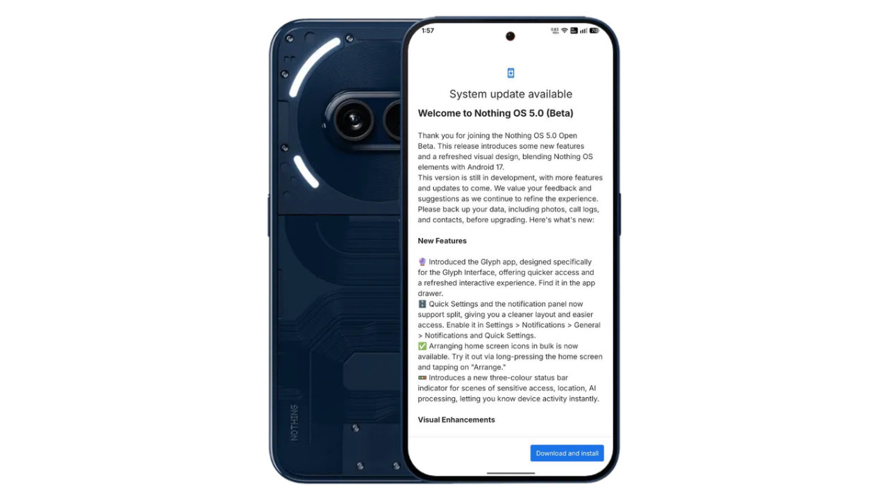 Nothing OS 5.0 Open beta for Phone (2a) Series