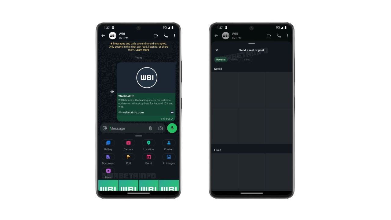 Whatsapp Reels option